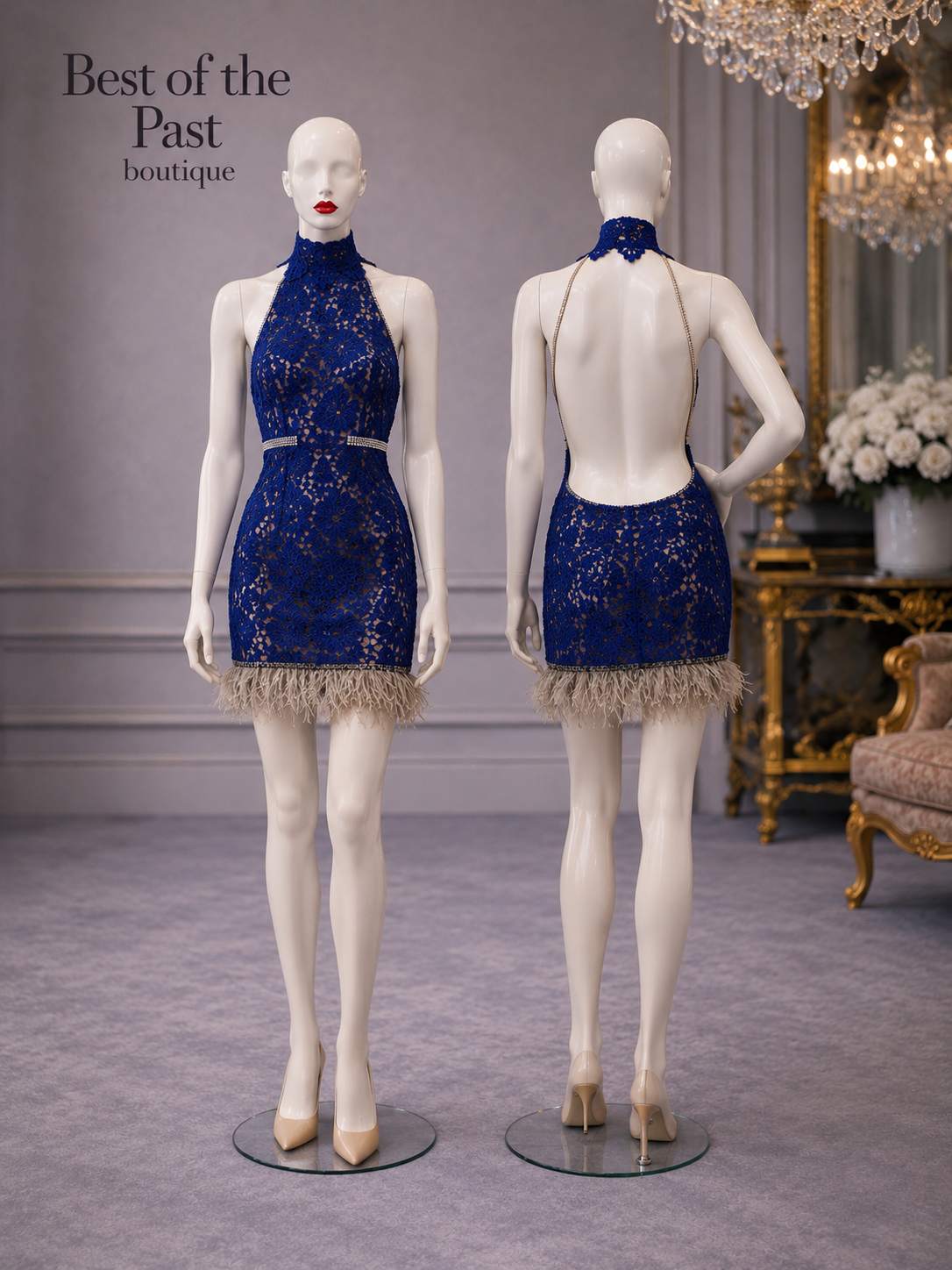 Robe bleue en dentelle
